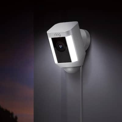 Spotlight Cam Wired Outdoor Rectangle Security Camera, White (2-Pack)