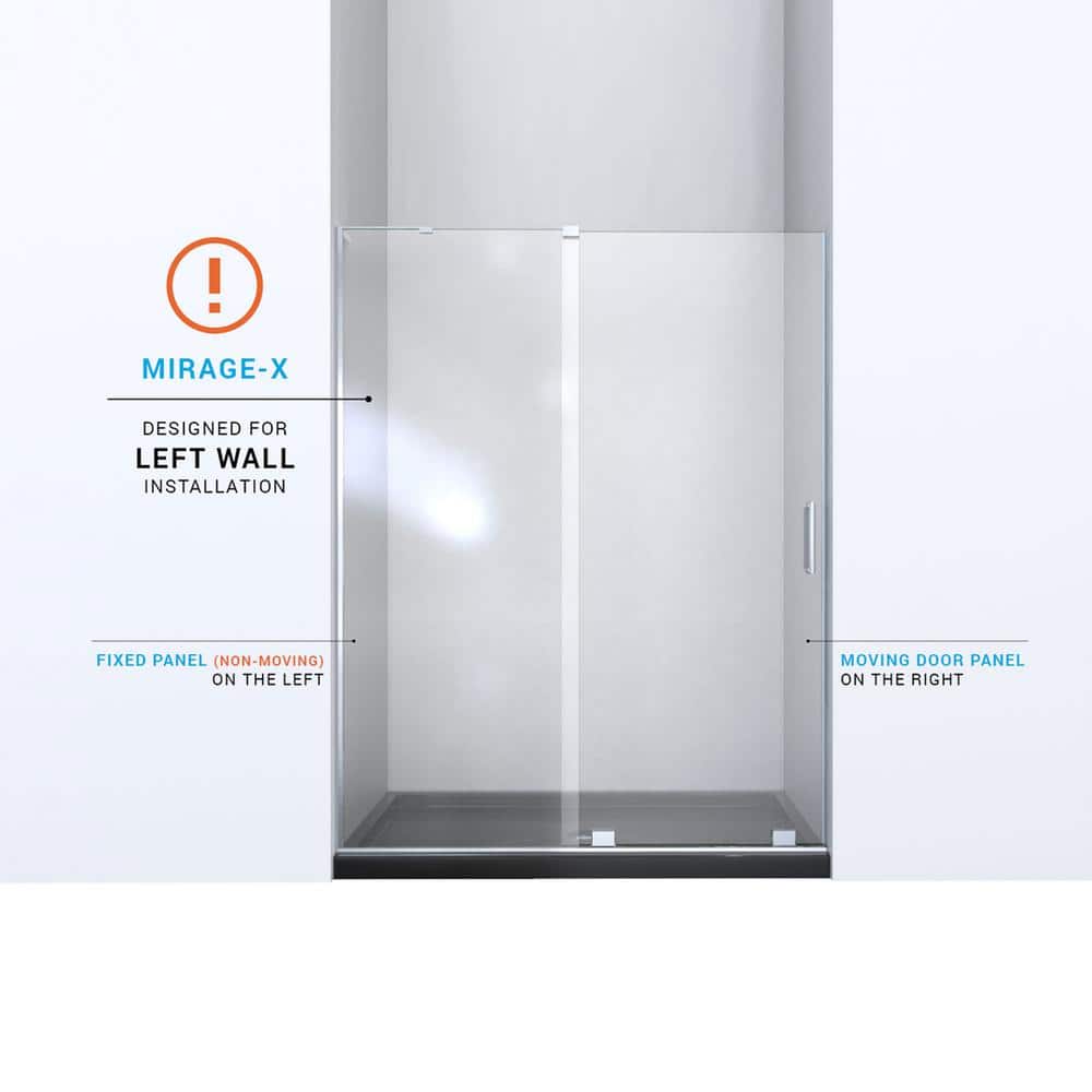 Mirage-X 60" Frameless Clear Glass Sliding Tub Door in Brushed Nickel