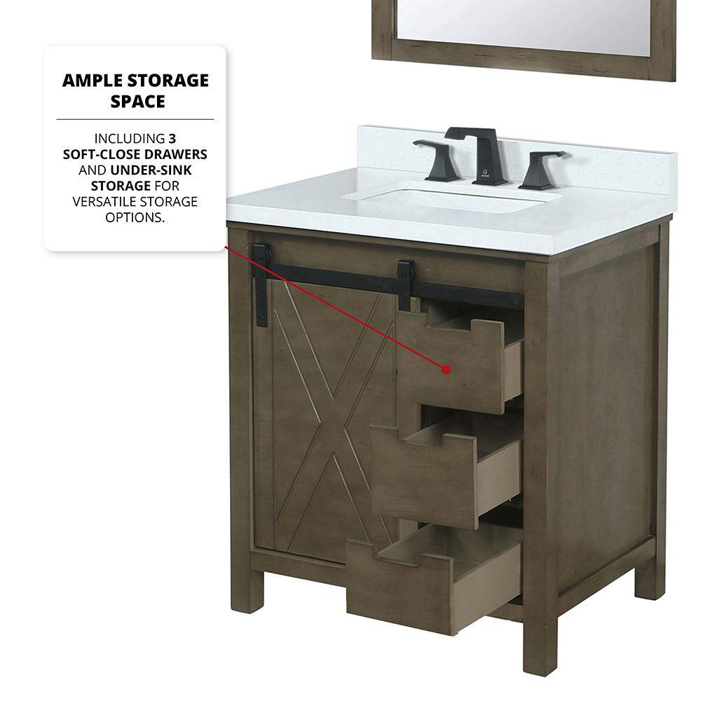 Marsyas 30" Rustic Brown Birch Freestanding Vanity Cabinet