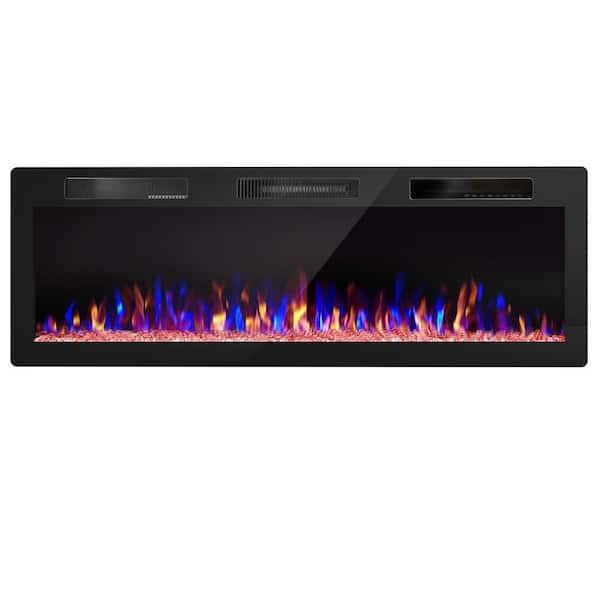 50 in. wall-mounted smart silent electric fireplace with timer and remote control in Black
