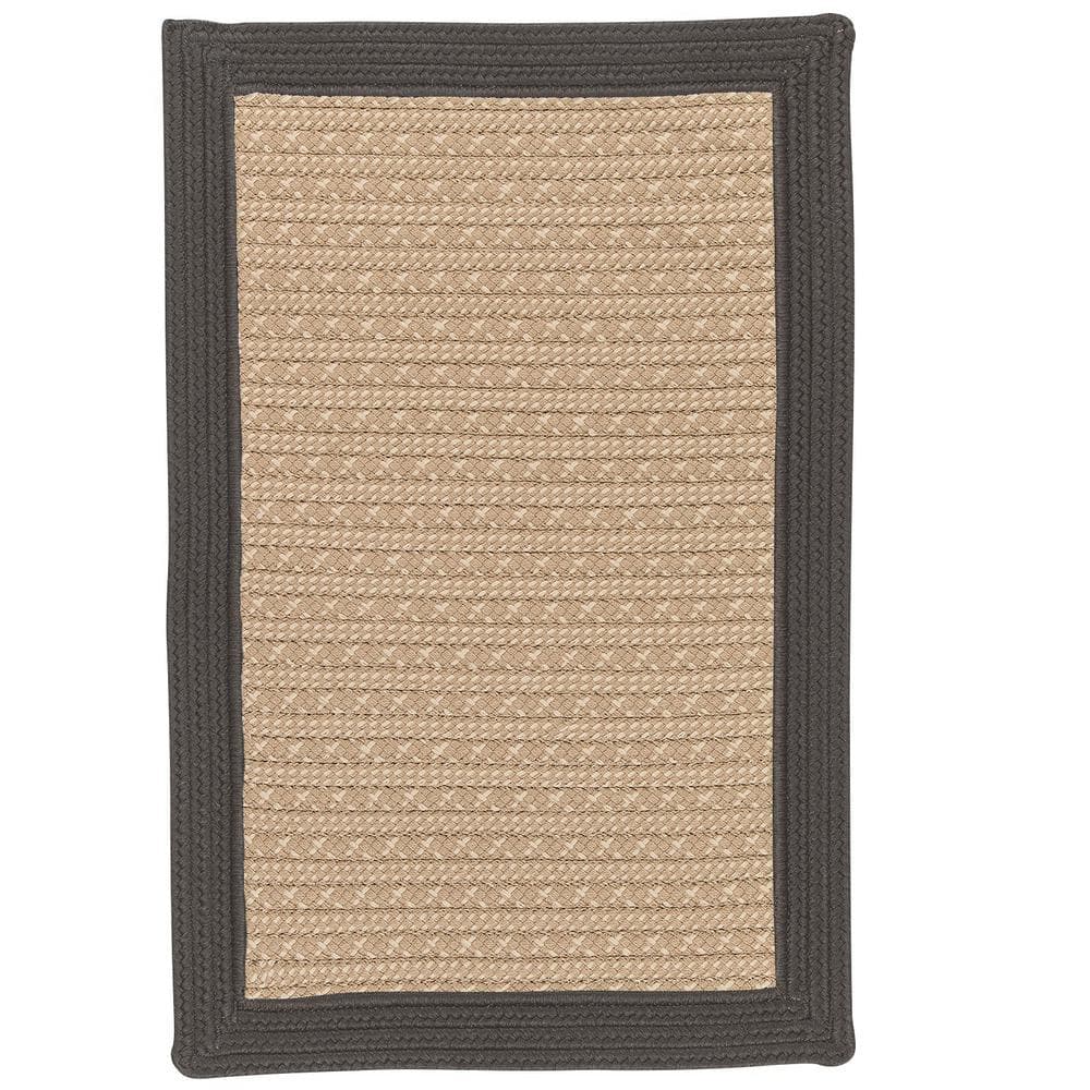 Gray and Beige Braided Synthetic Rectangular Rug 4' x 6'