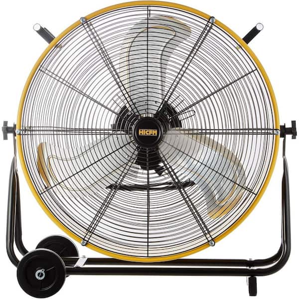 HICFM 24 in. Yellow Industrial Drum Fan, 8300 CFM High Velocity 3-Speed Metal Fan for Basement, Warehouse, Factory