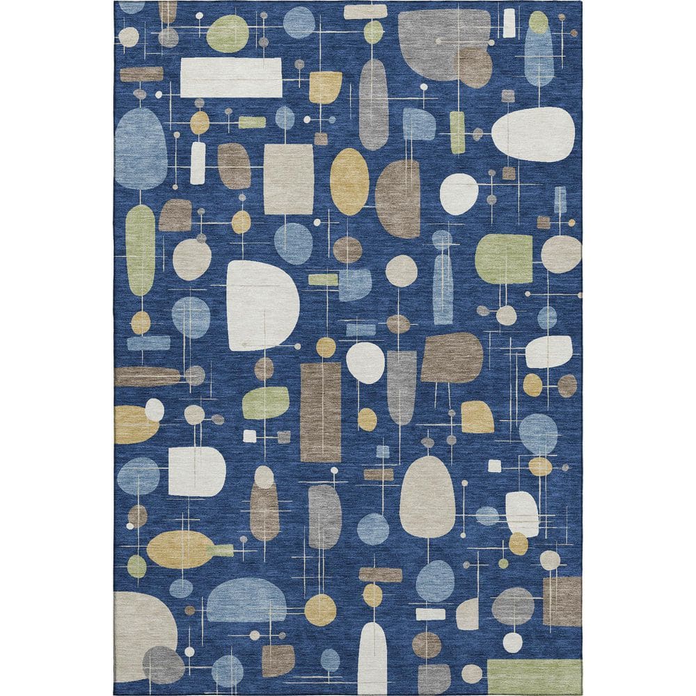 Mayfield Premium Machine Washable Abstract AMF2393 Navy 8 ft. x 10 ft. Area Rug price history on PriceWatchPro