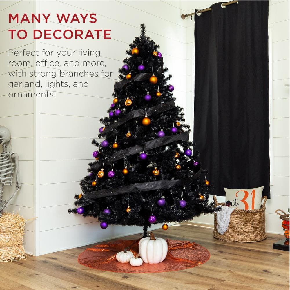 6ft Black PVC Full Artificial Christmas Tree with Metal Base