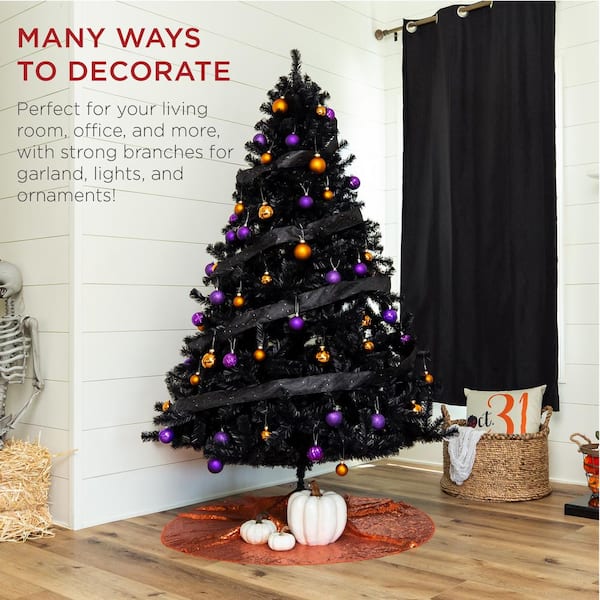 Best Choice Products 6ft Artificial Full Christmas Tree Holiday Decoration w/ 1,477 Branch Tips, Stand - Black