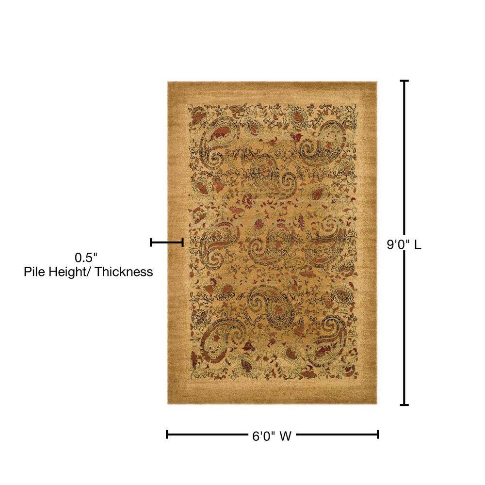 Beige and Multicolor Paisley Medium Pile Area Rug 6' x 9'