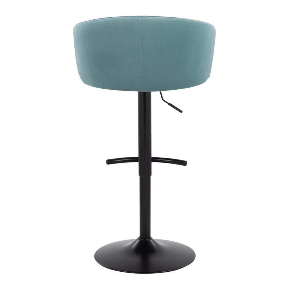 Claire Light Blue Velvet Adjustable Swivel Barstool Set