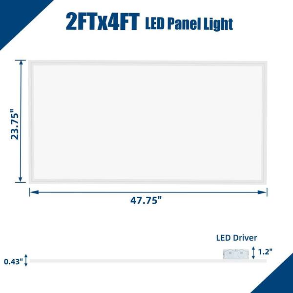 Honbei 2 ft. x 4 ft. 7800 Lumens Integrated LED Panel Light, 5000K Recessed Edge-Lit ETL Listed Troffer Light Fixture (8-Pack)
