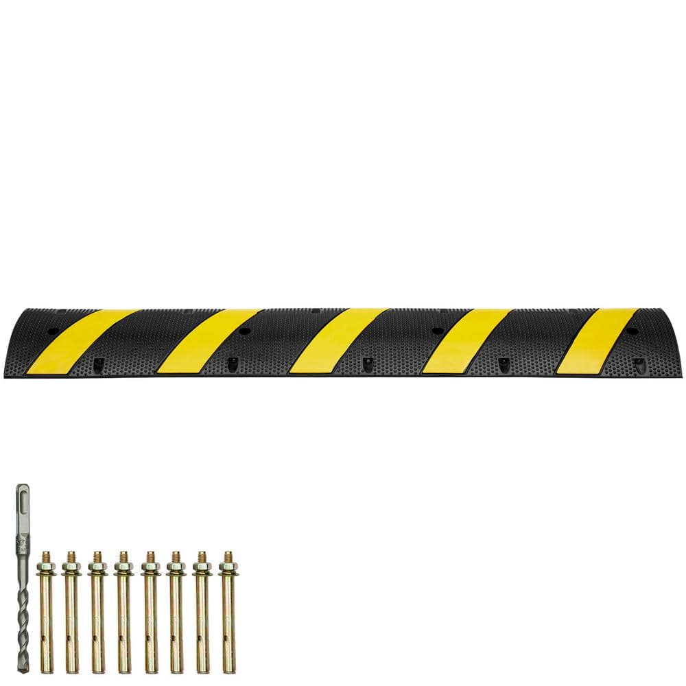2-Piece 1.18 in. x 6 ft. Raceway Cord Cover Conduit Rubber Speed Hump 2-Channel Traffic Speed Bump, with Yellow Strip price history on PriceWatchPro