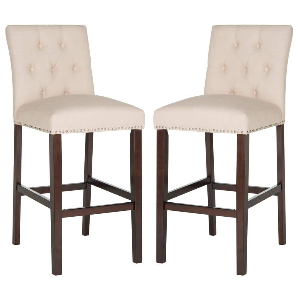 Safavieh Norah 31 5 In Bar Stool In Beige Set Of 2 Fox6210a Set2 The Home Depot