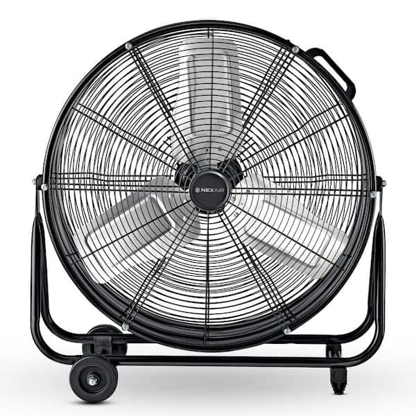 24 in. 3 Fan Speeds High-Velocity Industrial Metal Drum Fan in Black with 360 Degree Tilt