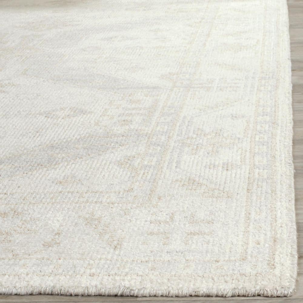 Hand-Knotted Elegance Beige Wool & Silk 4' x 6' Area Rug