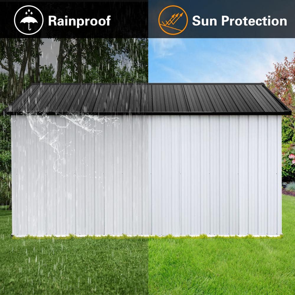 10' x 12' White Metal Storage Shed with Windows