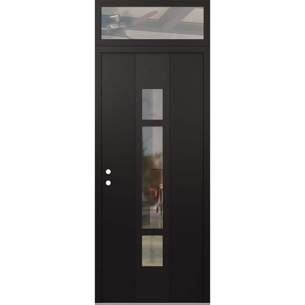 A9 36 in. x 96 in. Black P Right-Hand/Inswing Clear Glass Black/Black Transom Steel Prehung Front Door price history on PriceWatchPro