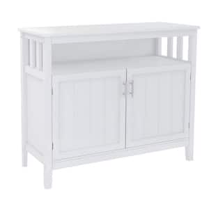 White Wood Top 15.75 in. Sideboard with Double Door Cabinet and One Shelf