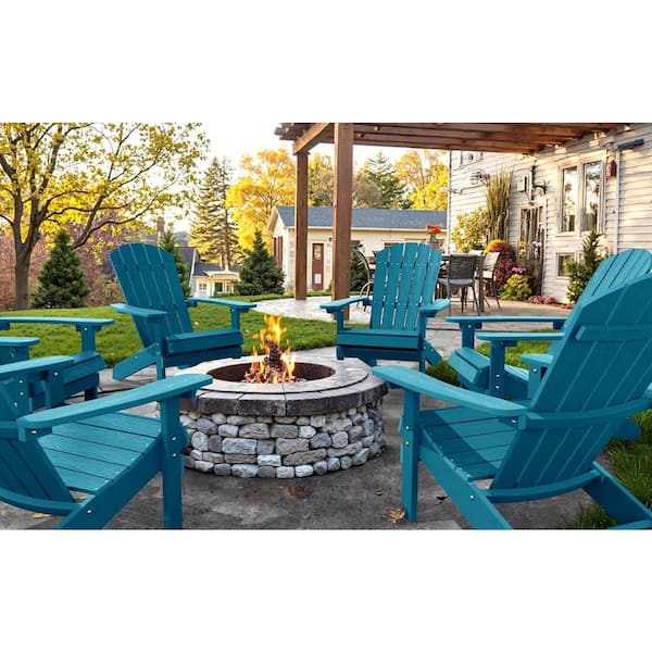 Mximu Classic Blue HIPS Plastic Outdoor Patio Adirondack Chair