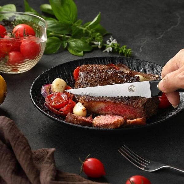 JFVKAF 4.5 in. Full Tang Stainless Steel Steak Knife Set with