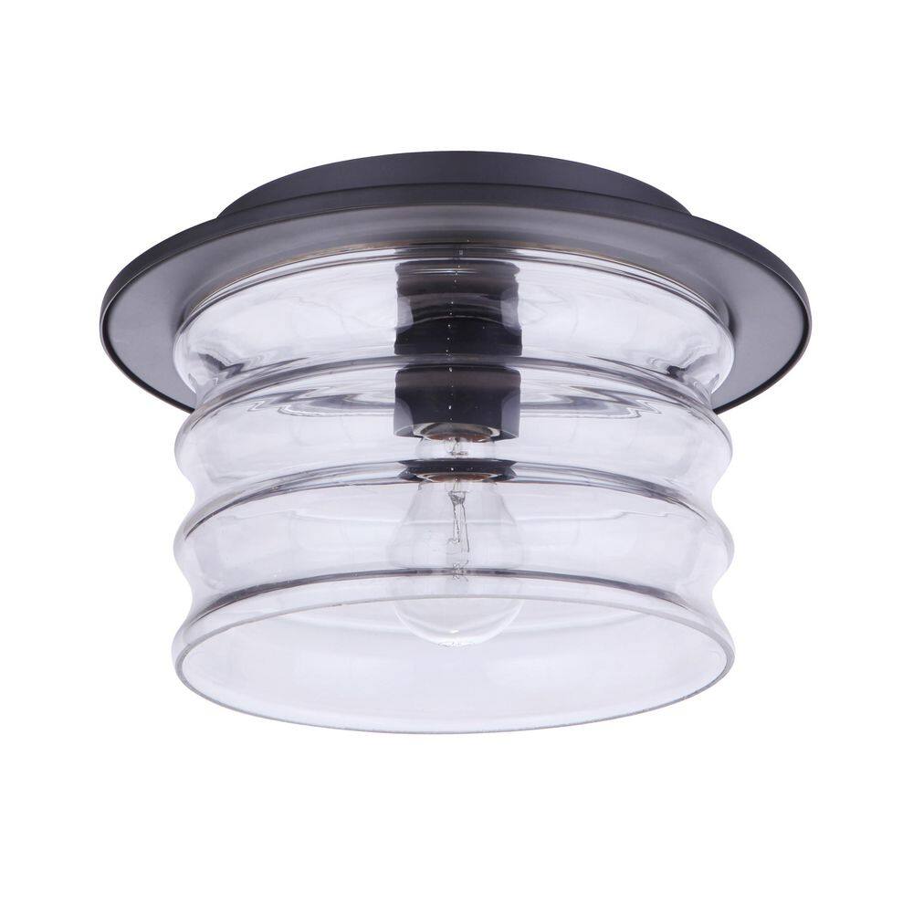 Canon 1 Light Black Finish Aluminum Outdoor Flush Mount Light with Clear Glass Shade price history on PriceWatchPro