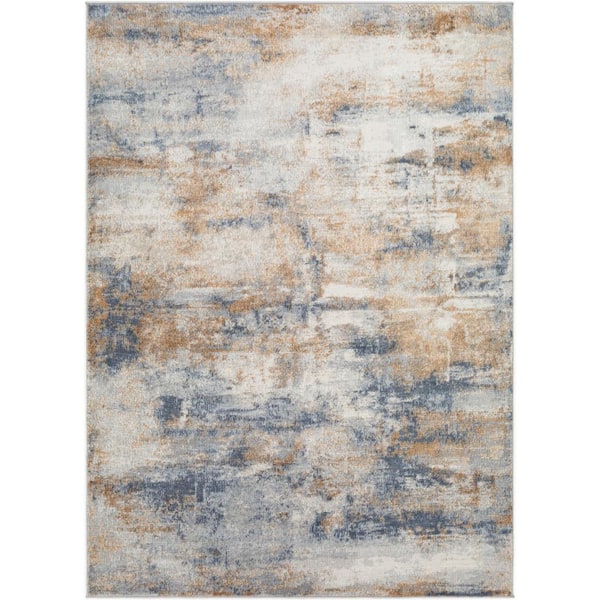 Livabliss Orkney Tan/Denim 5 ft. x 7 ft. Indoor Area Rug