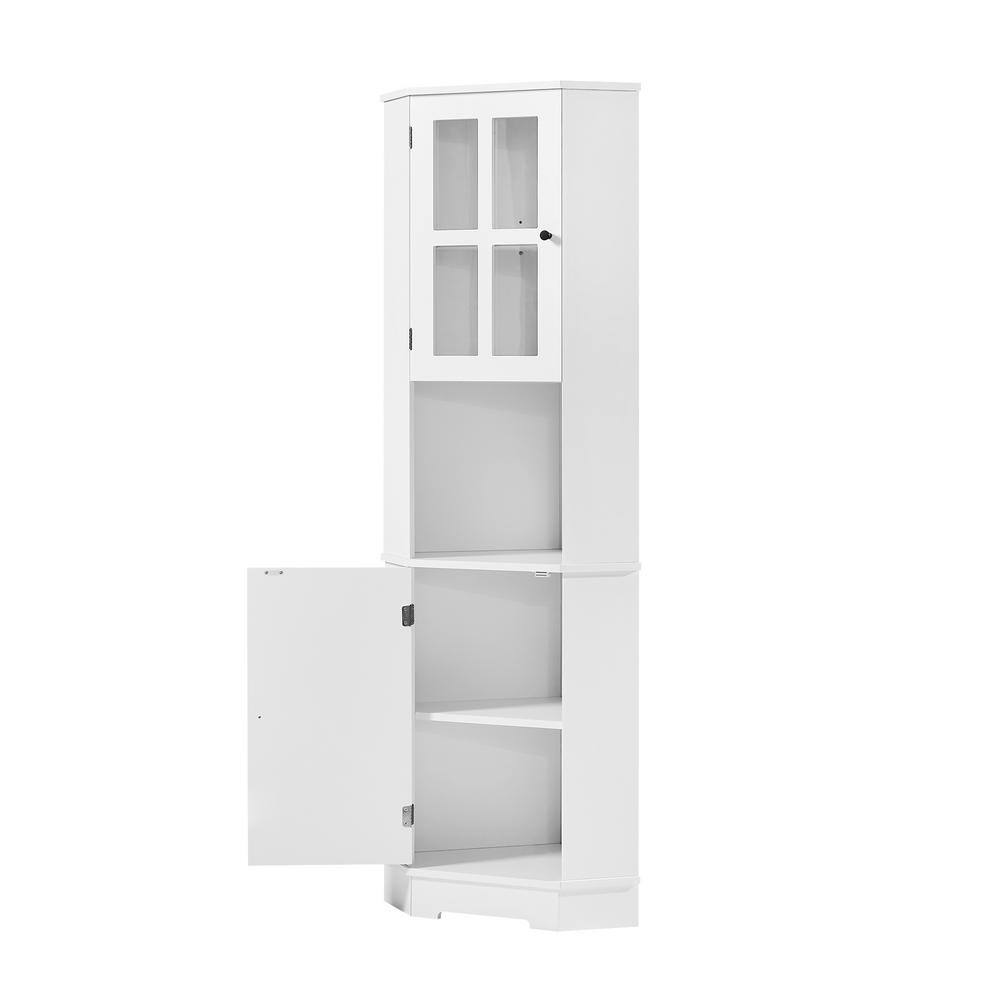 cadeninc 13.2 in. W x 15.9 in. D x 65 in. H Bathroom Corner with Glass Door, Open
