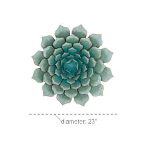 23 in. x 23 in. Metal Teal Floral Wall Decor