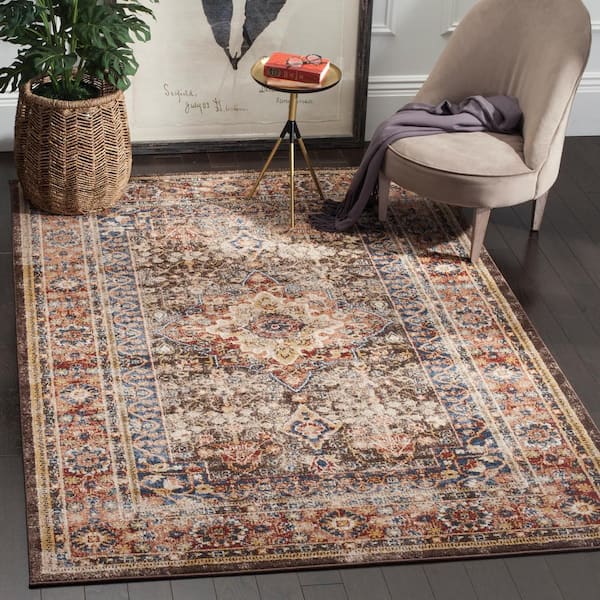 Bijar 3 ft. x 4 ft. Brown/Rust Border Distressed Medallion Area Rug