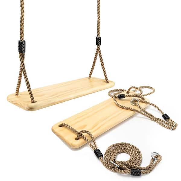 Wooden Tree Swing Seat 19. 7x9. 8in Adjustable Rope with Tree Straps for Kids Backyard Playground Porch Patio Garden