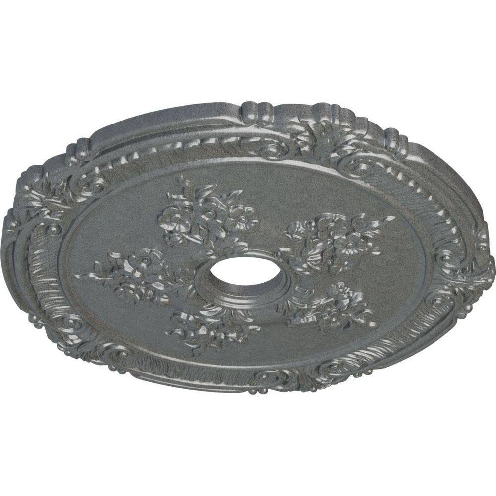Attica with Rose Hand-Painted Platinum Ceiling Medallion, 26 in
