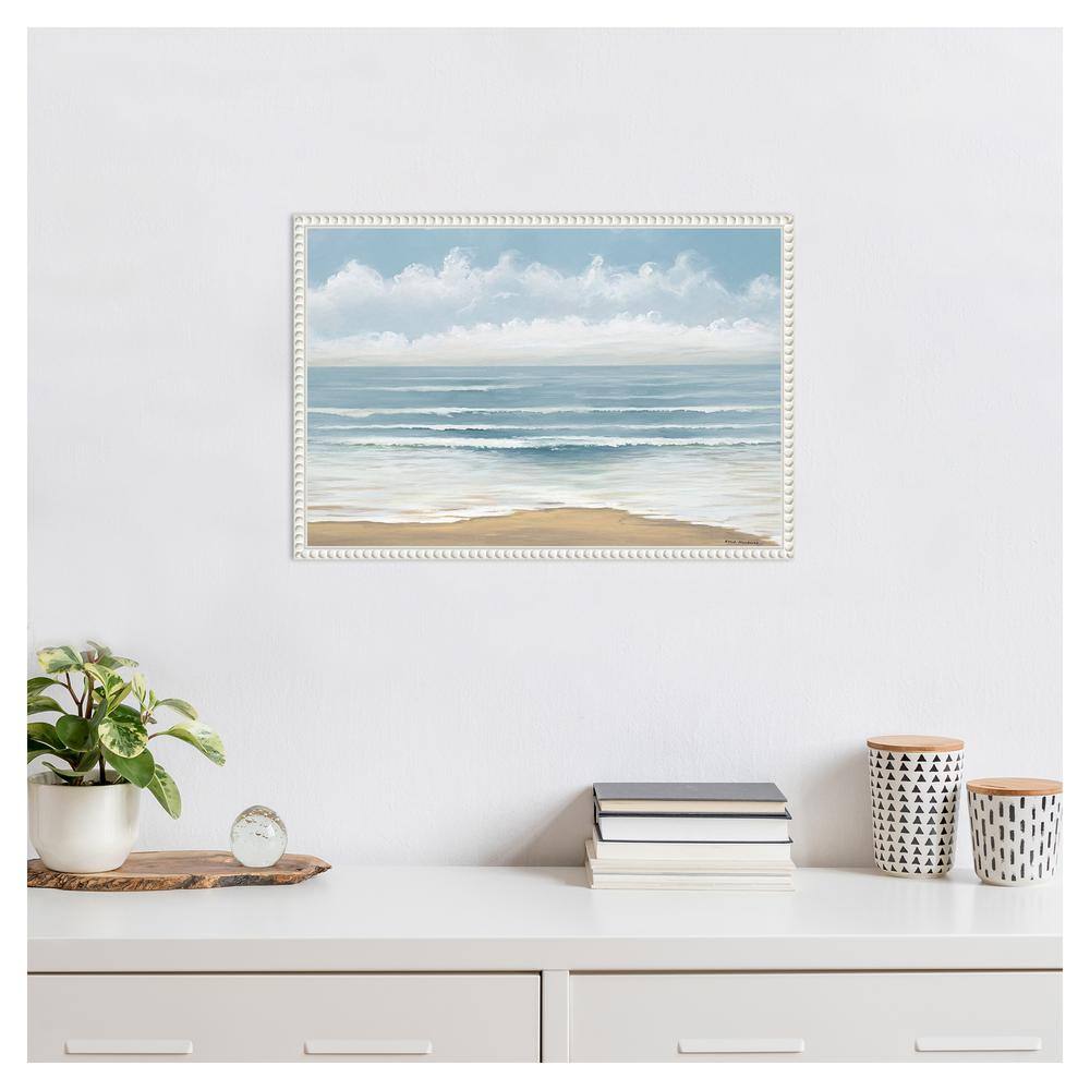 Smooth Beach Waves Nautical Canvas Print with Beaded Frame