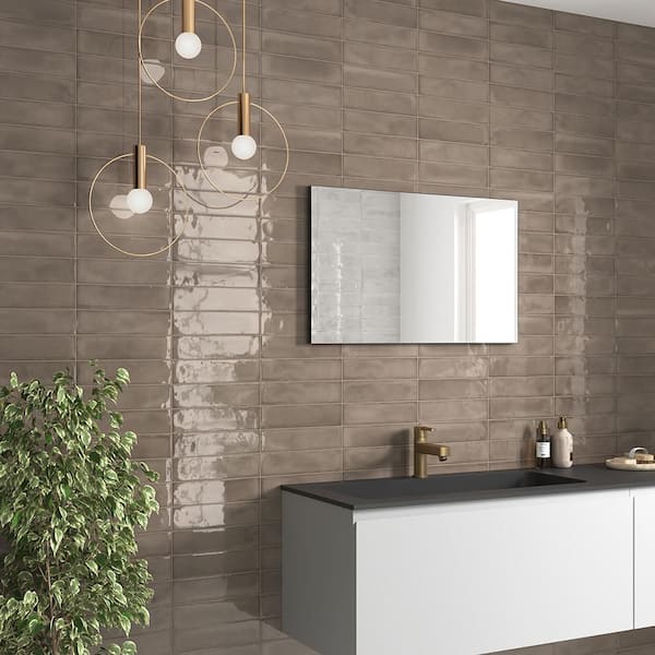 Rustico Brown 3 in. x 12 in. Glossy Ceramic Rectangular Wall Tile (10.763 sq. ft. /Case)