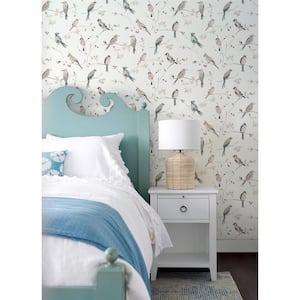 Pink Paper Pre-Pasted Matte Birdsong Mauve Trail Strippable Wallpaper