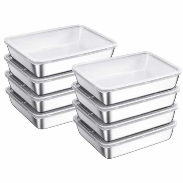 6-Pack Meal Prep Food Containers with Airtight Lids, Stainless Steel Trays Freezer Box Storage Containers for Kitchen