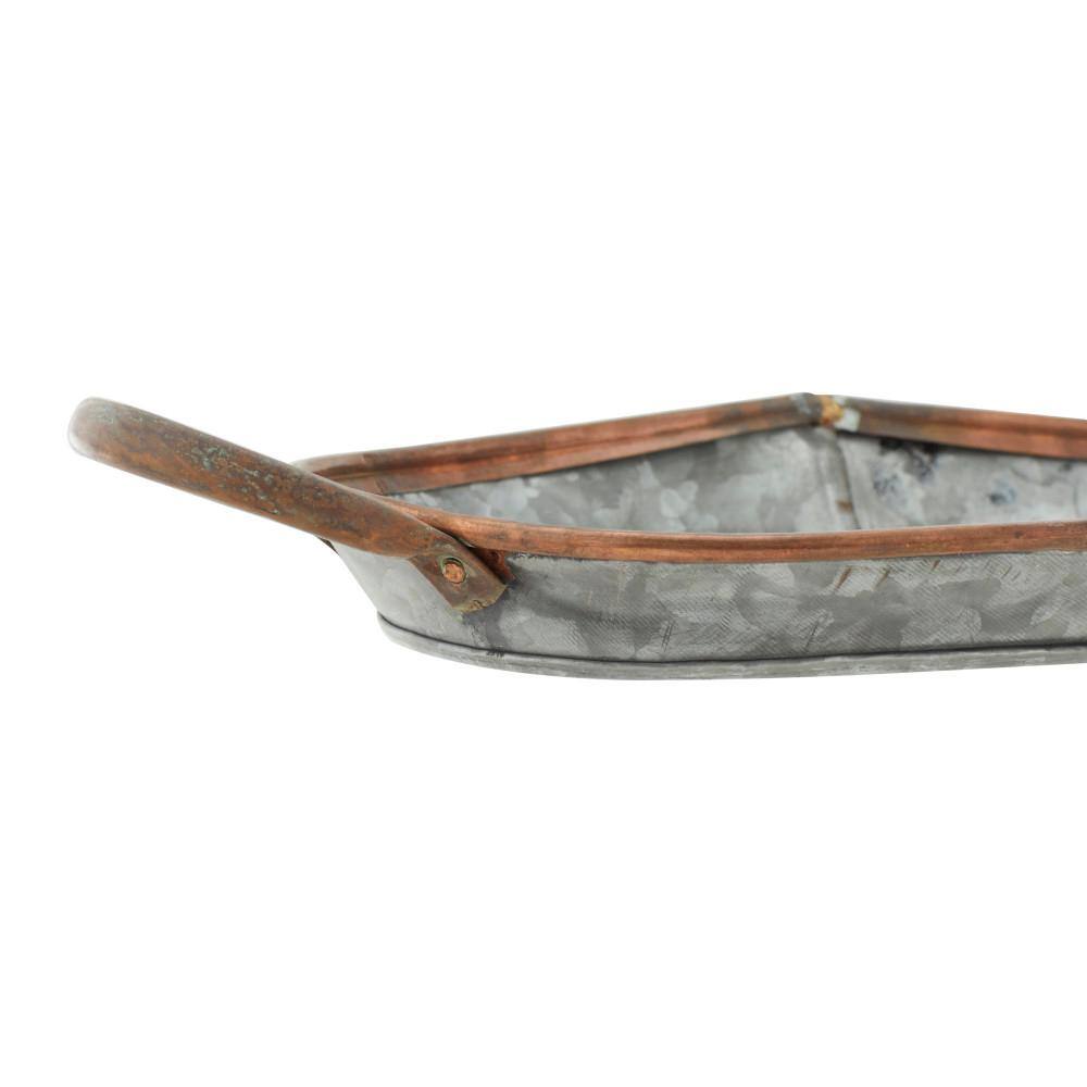 Set of 3 Oval Galvanized Metal Decorative Trays