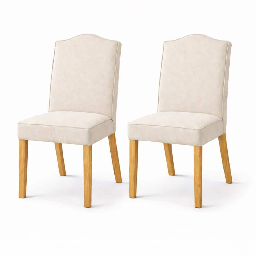 Modern Dining Chairs, Set of 2, Natural Finish with Light Beige Polyester Upholstered Seats Solid Rubberwood price history on PriceWatchPro