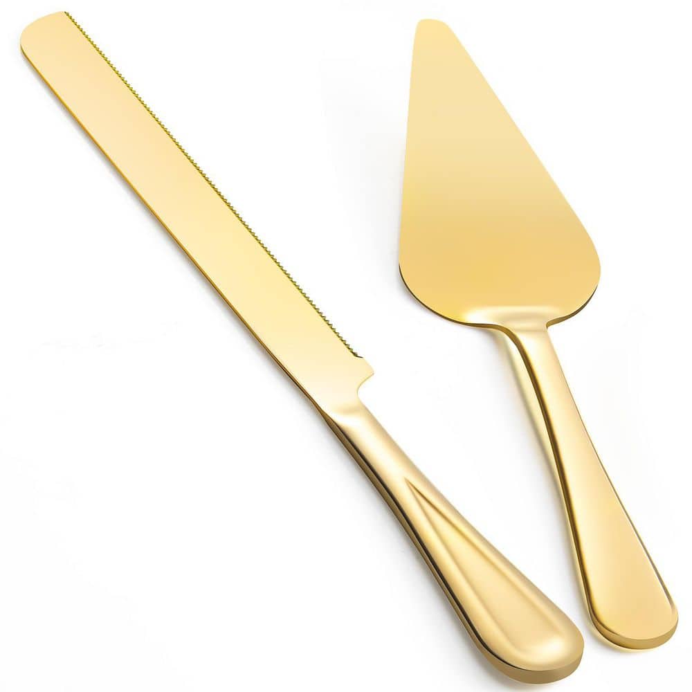 13-Inch Wedding Cake Knife and Server Set with Serrated Blades for Pastries and Desserts in Gold Finish price history on PriceWatchPro