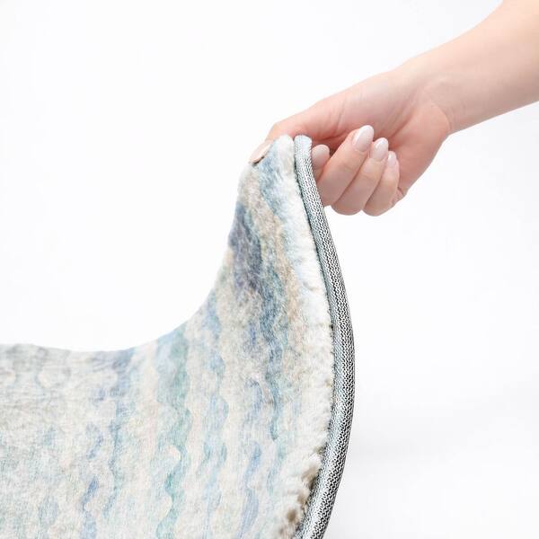 Dream Shag Premium Machine Washable Abstract ADS195 Blue 3 ft. x 5 ft. Area Rug