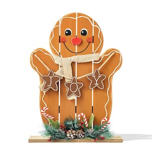 24 in. H Wood Christmas Gingerbread Man Porch Decor