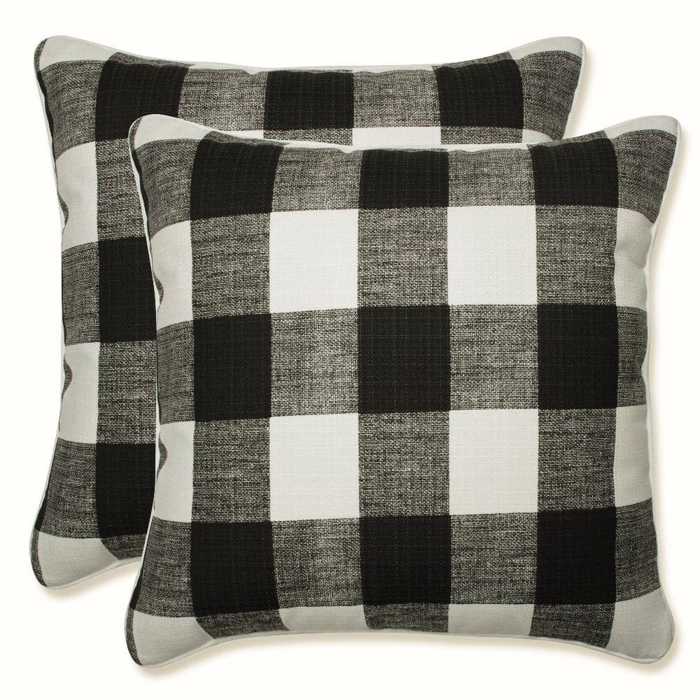 18.5" 2pk Anderson Throw Pillows Black - Pillow Perfect: Weather-Resistant, Textured, Modern Farmhouse Decor