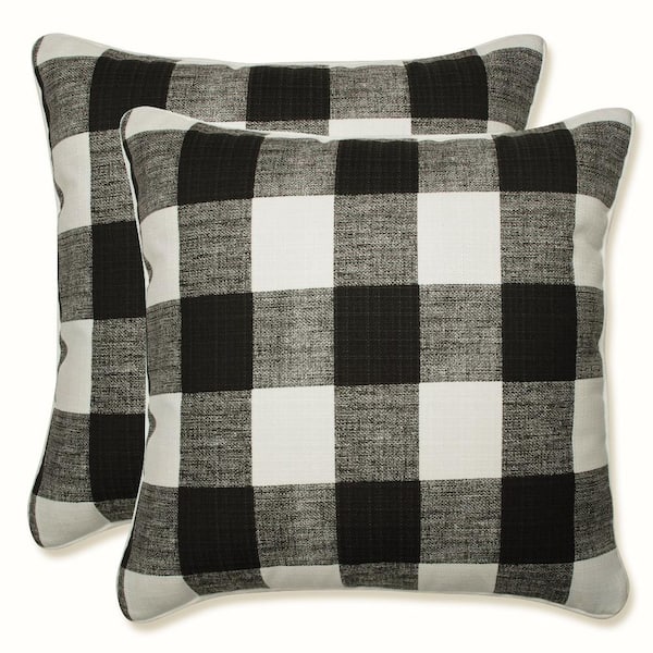 Pillow Perfect Black Square Outdoor Square Throw Pillow 2-Pack