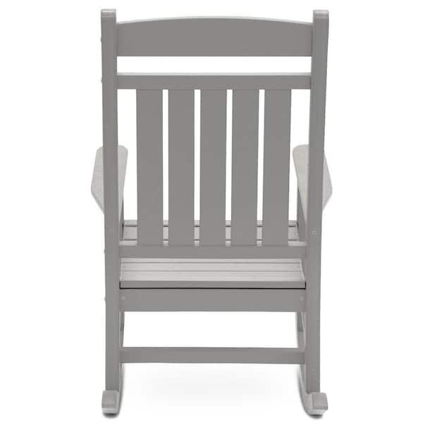 DUROGREEN Classic Rocker Light Gray Plastic Outdoor Rocking Chair