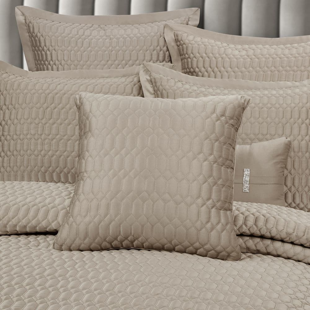 Pebble Satin Quilted 20" Square Decorative Throw Pillow