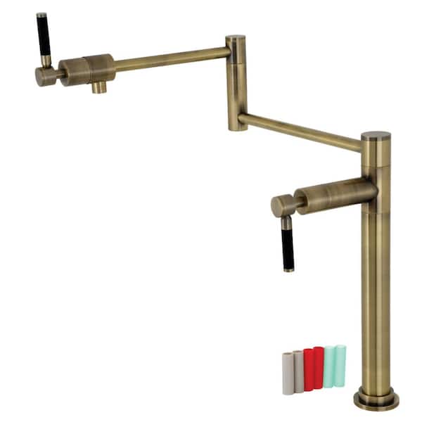 Kingston Brass Kaiser Deck Mount Pot Filler Faucet in Antique Brass