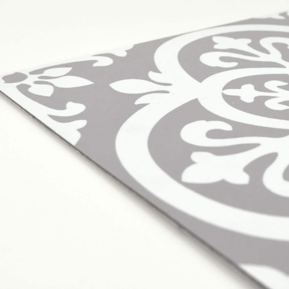 Gray and White Vinyl Peel and Stick Floor Tiles Pack of 10