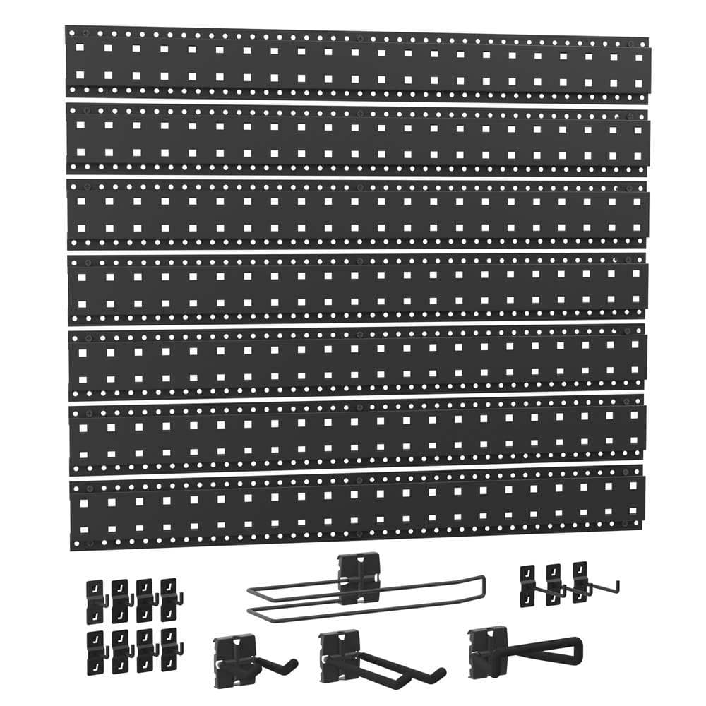 ClosetMaid ProGarage Black Metal 21.6 in. H x 33 in. W Slatwall Panel System with Accessories (22 Piece)