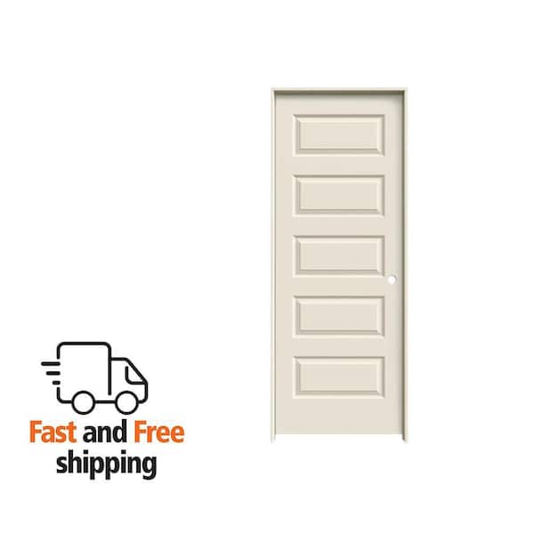 32 in. x 80 in. Smooth Rockport Left-Hand Solid Core Primed Molded Composite Single Prehung Interior Door