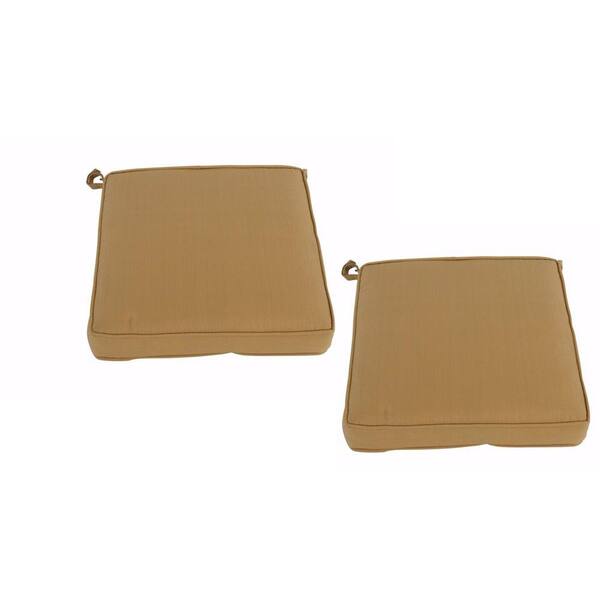 Hampton Bay Vichy Springs Butter Outdoor Dining Chair Seat Cushion (2-Pack)
