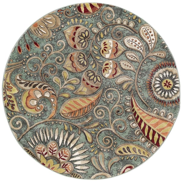 Capri Abstract Seafoam 6 ft. Round Indoor Area Rug