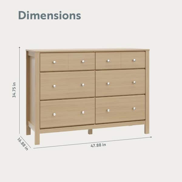 Storkcraft Horizon Driftwood 6-Drawer 47.88 in. Wide Dresser