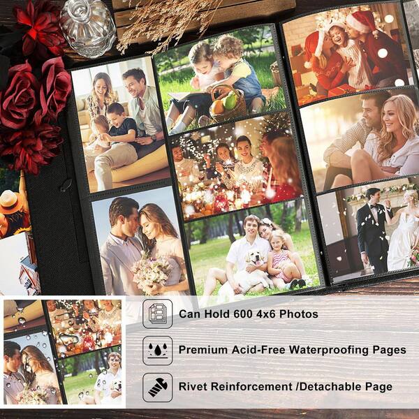 Afoxsos Classic Series Gray 4 x 6 Linen 600-Pocket Photo Album