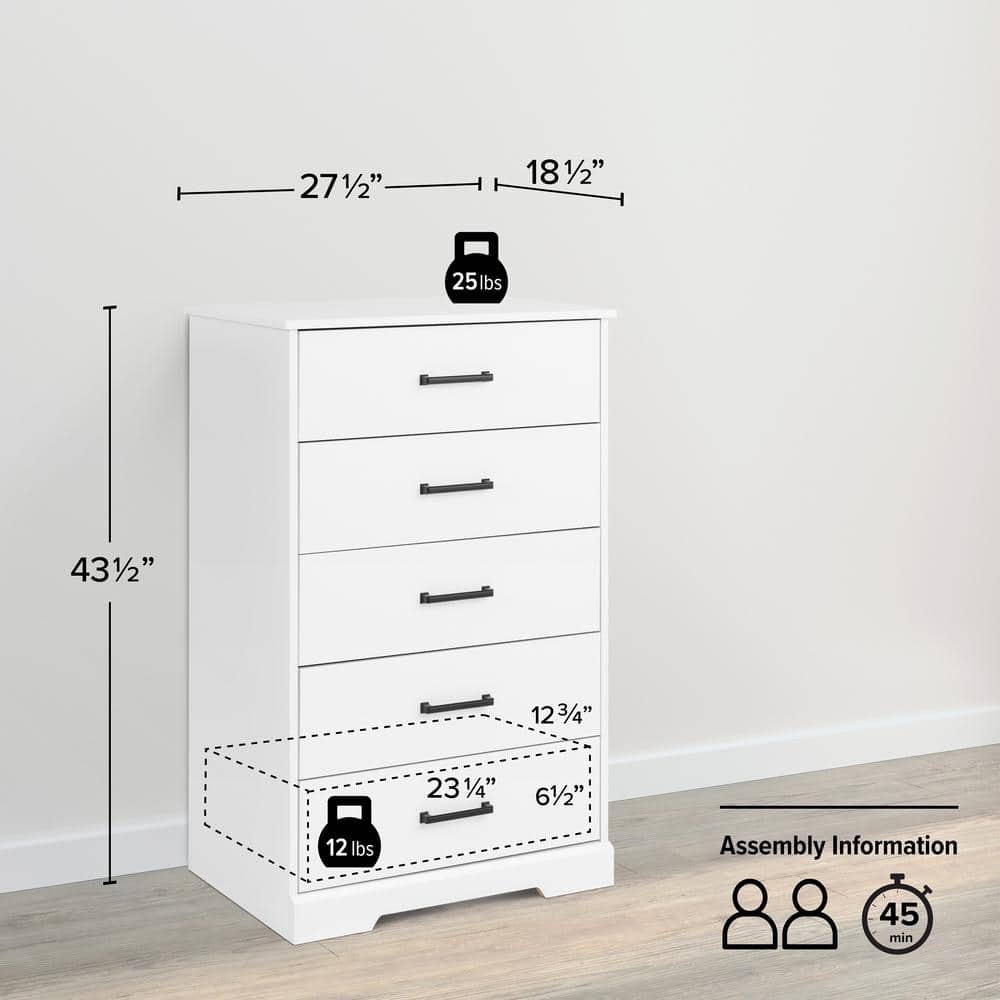 White Farmhouse 5-Drawer Vertical Dresser